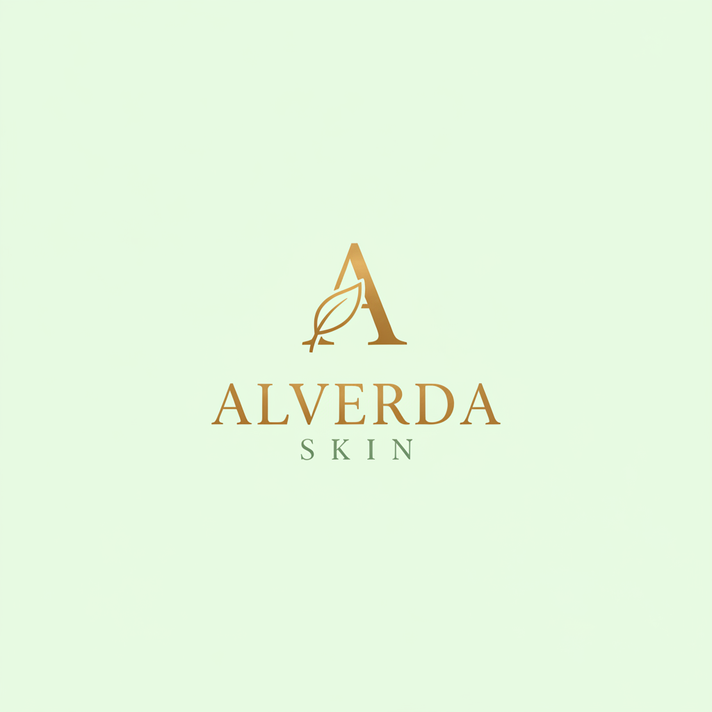 Alverda Skin logga med ljus grön bakgrund