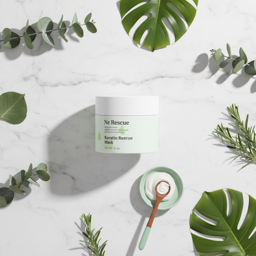 Hair mask flatlay