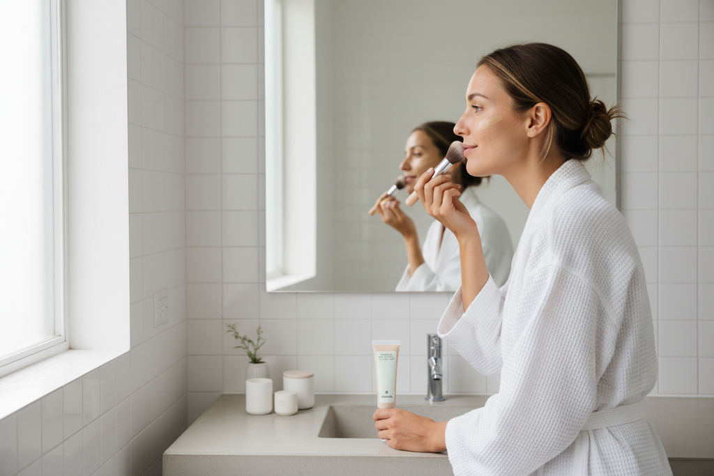 Foundation 10 Light Warm – kvinna applicerar