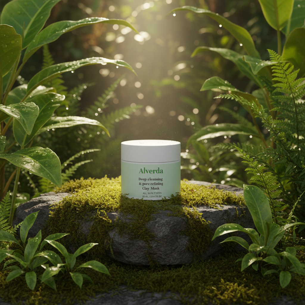 Clay Mask for Pores and Blackheads utomhus på mossig sten