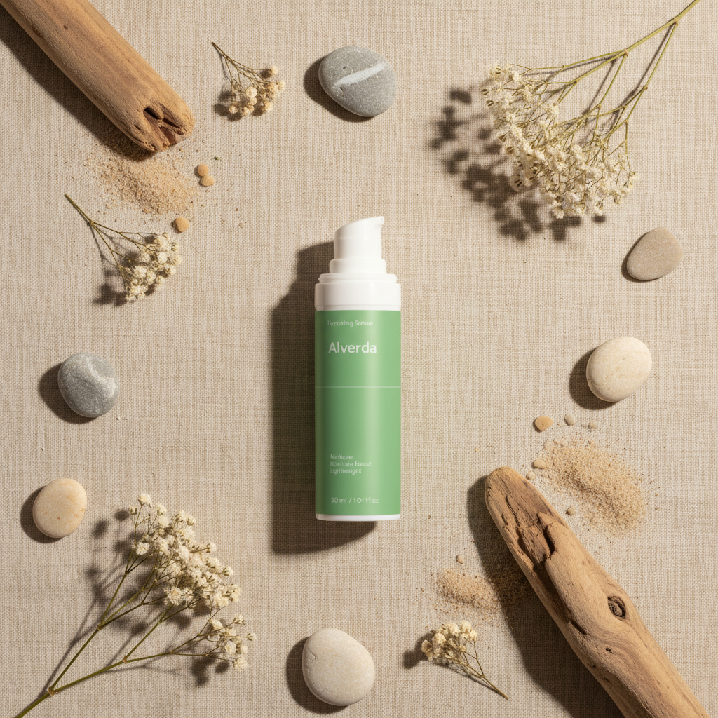 Alverda Hydrating Serum – Flat Lay