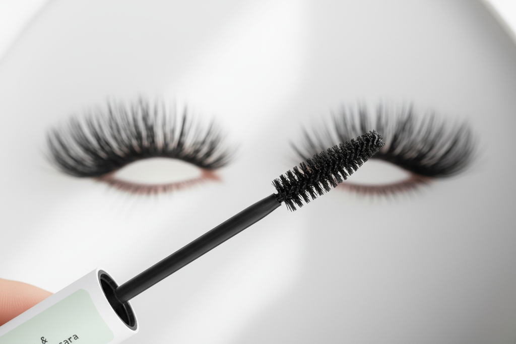 Mascara – närbild på borste & fransar