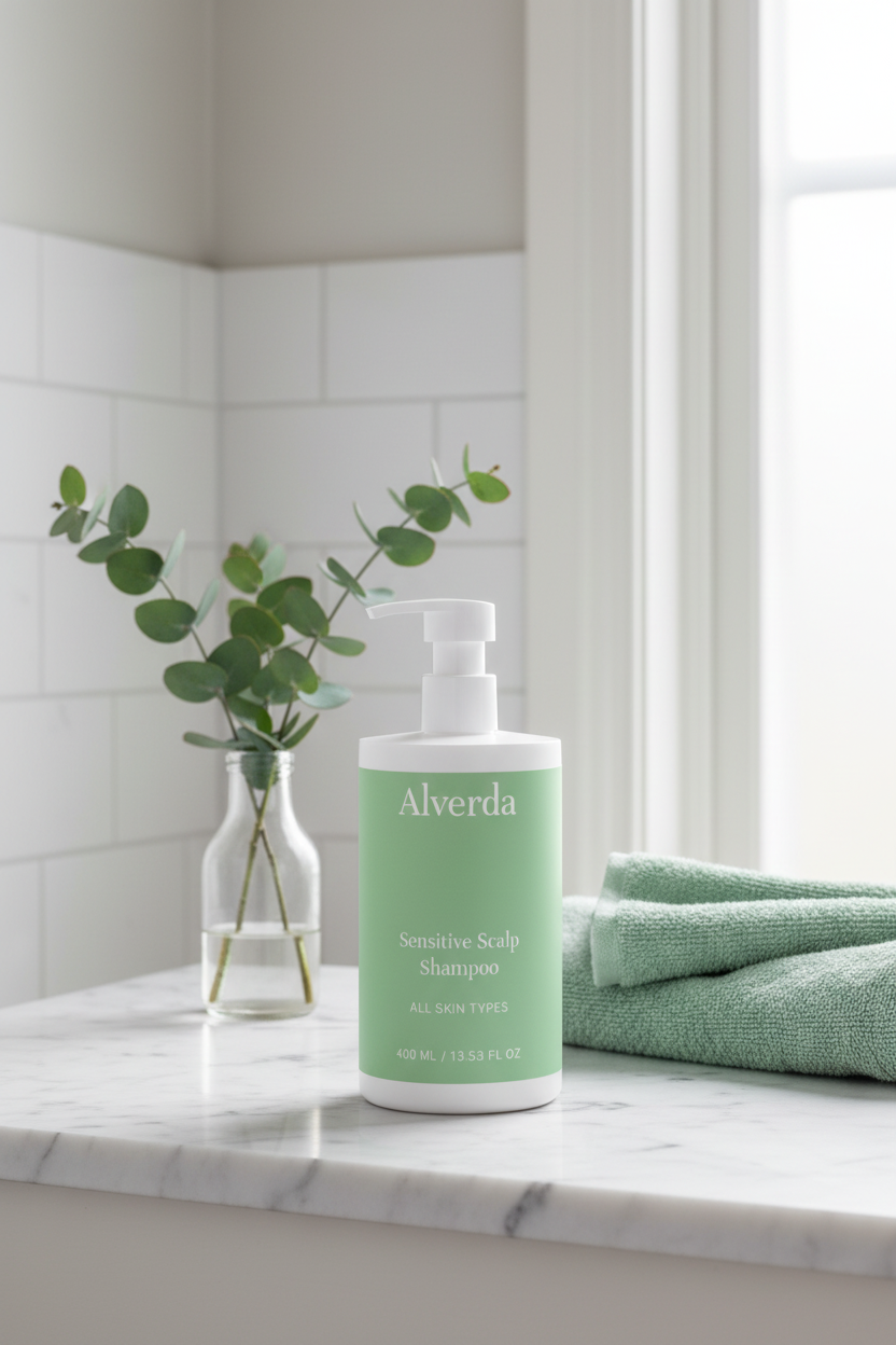 Sensitive Scalp Shampoo bathroom lifestyle