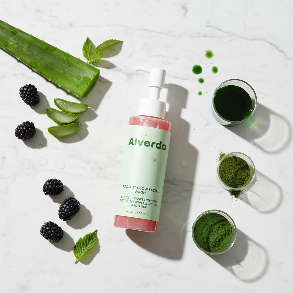 Radiant Glow Facial Wash flat lay