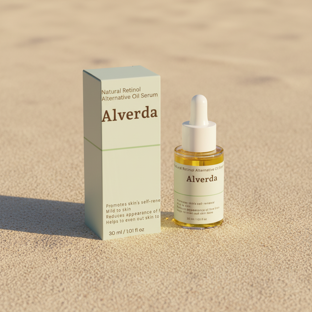 Close-up of Natural Retinol Alternative Oil Serum in warm light