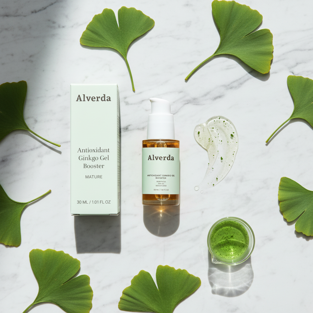 Antioxidant Ginkgo Gel Booster flat lay